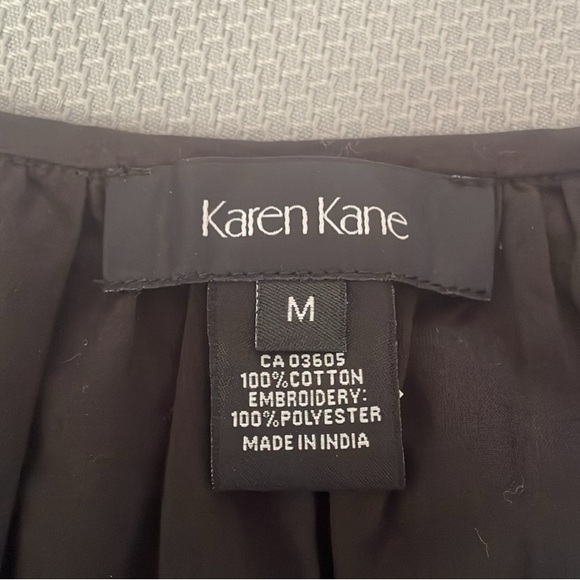 Karen Kane Black Peasant Blouse Floral
Embroidered Tie Front Size Medium - Picture 3 of 8